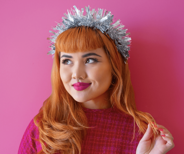 Silver Holiday Tinsel Headband